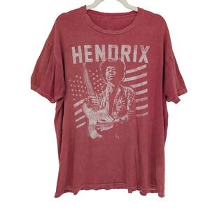 Rock & Republic Jimi Hendrix Graphic T-Shirt Mens XL Red Distressed Rock Grunge
